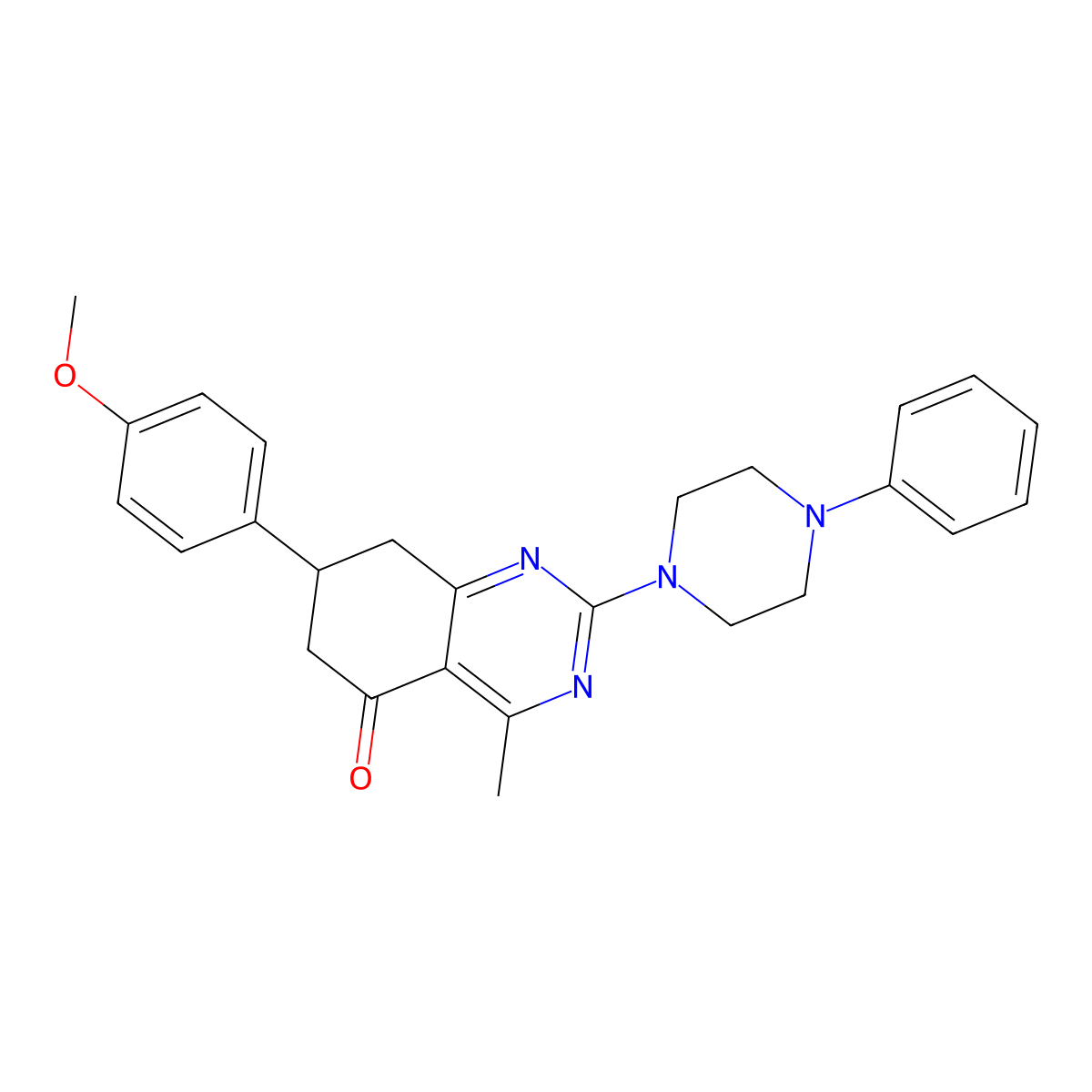 7-(4-methoxyphenyl)-4-methyl-2-(4-phenylpiperazin-1-yl)-7,8-dihydroquinazolin-5(6H)-one molecular structure, CAS 777866-78-1
