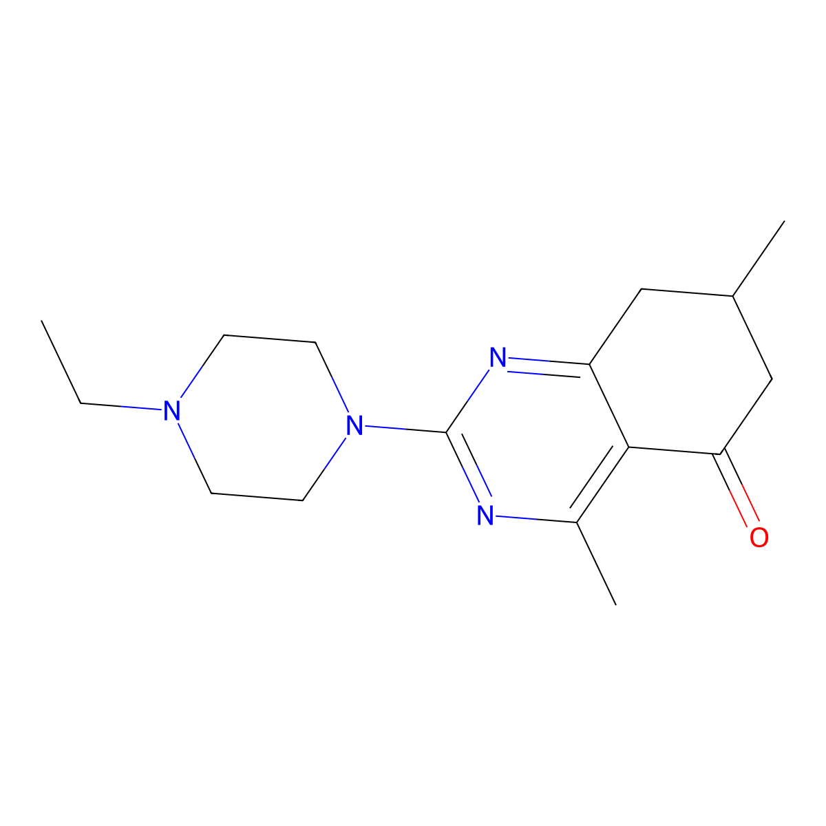 2-(4-ethylpiperazin-1-yl)-4,7-dimethyl-7,8-dihydroquinazolin-5(6H)-one molecular structure, CAS 777866-80-5