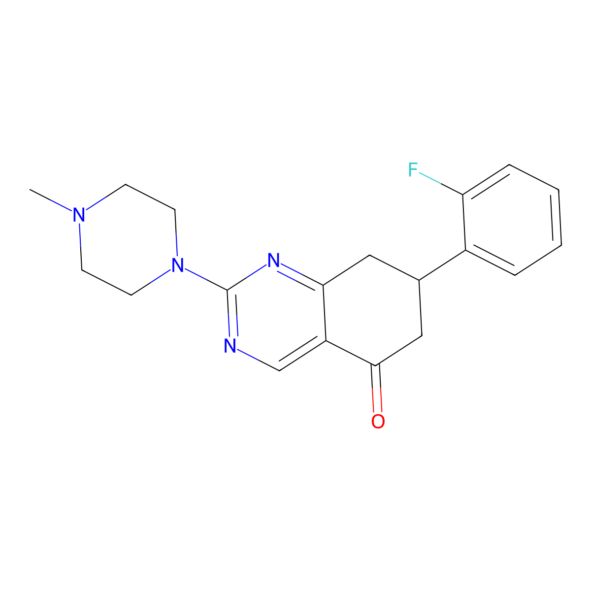 7-(2-Fluorophenyl)-2-(4-methylpiperazinyl)-6,7,8-trihydroquinazolin-5-one molecular structure, CAS 777866-82-7