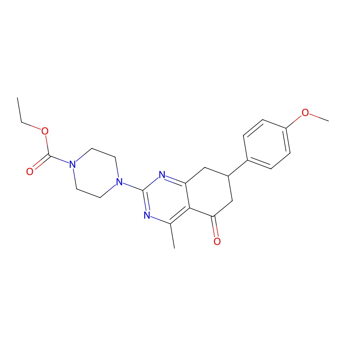 Ethyl 4-[7-(4-methoxyphenyl)-4-methyl-5-oxo-5,6,7,8-tetrahydroquinazolin-2-yl]piperazine-1-carboxylate molecular structure, CAS 777866-90-7
