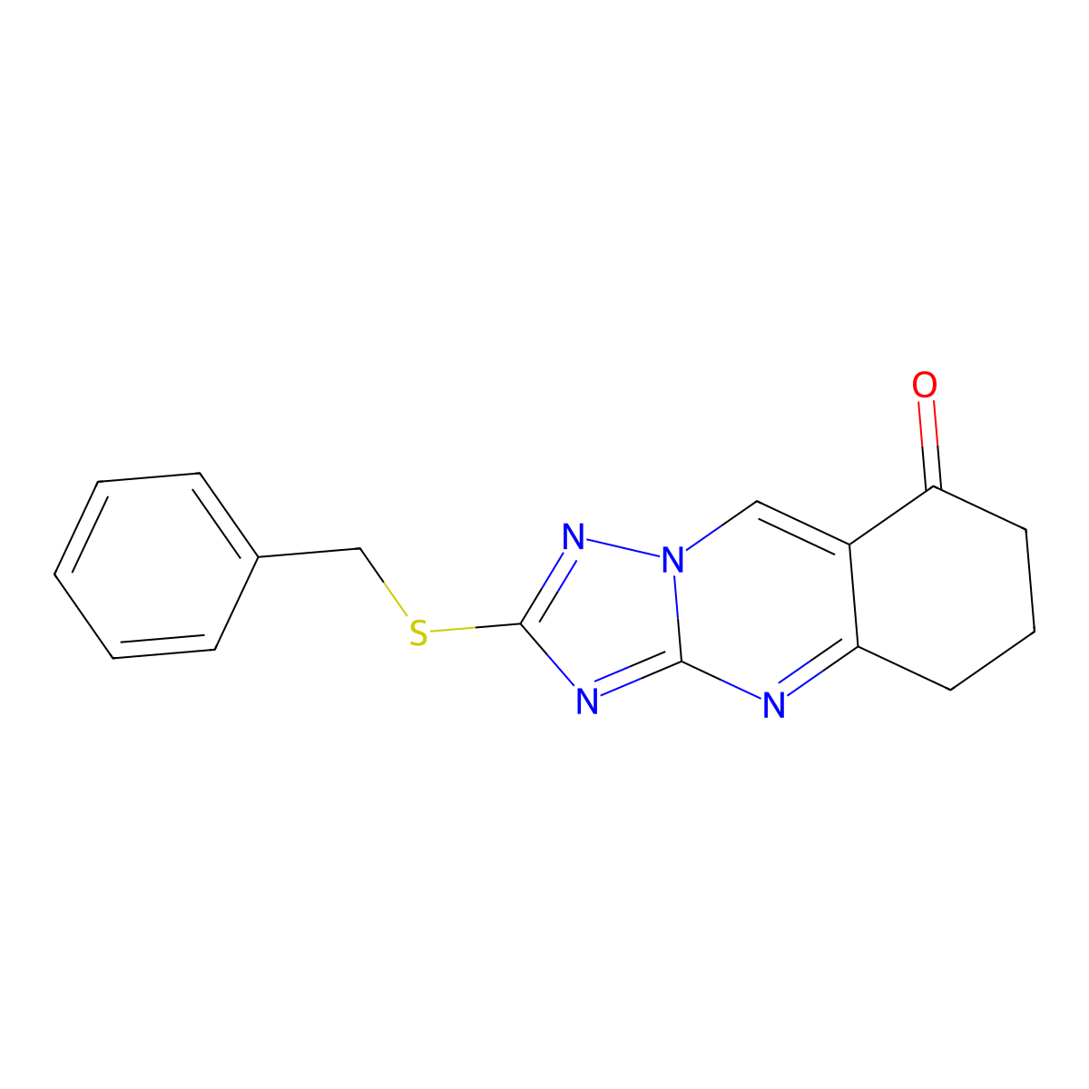2-Benzylsulfanyl-6,7-dihydro-5H-[1,2,4]triazolo[5,1-b]quinazolin-8-one molecular structure, CAS 777867-08-0