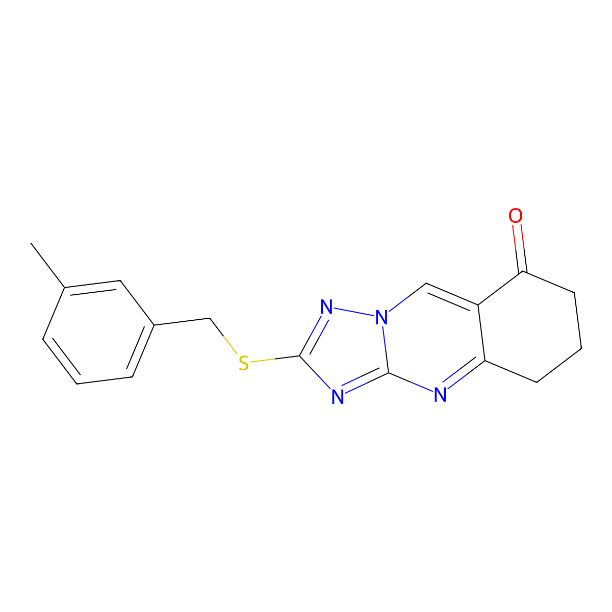 2-[(3-methylbenzyl)sulfanyl]-6,7-dihydro[1,2,4]triazolo[5,1-b]quinazolin-8(5H)-one molecular structure, CAS 777867-09-1