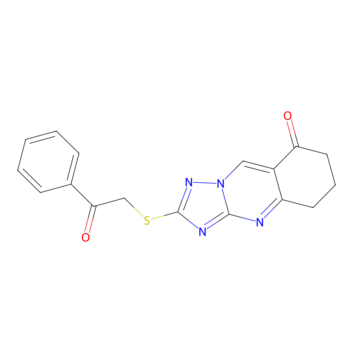 2-[(2-oxo-2-phenylethyl)sulfanyl]-6,7-dihydro[1,2,4]triazolo[5,1-b]quinazolin-8(5H)-one molecular structure, CAS 777867-14-8