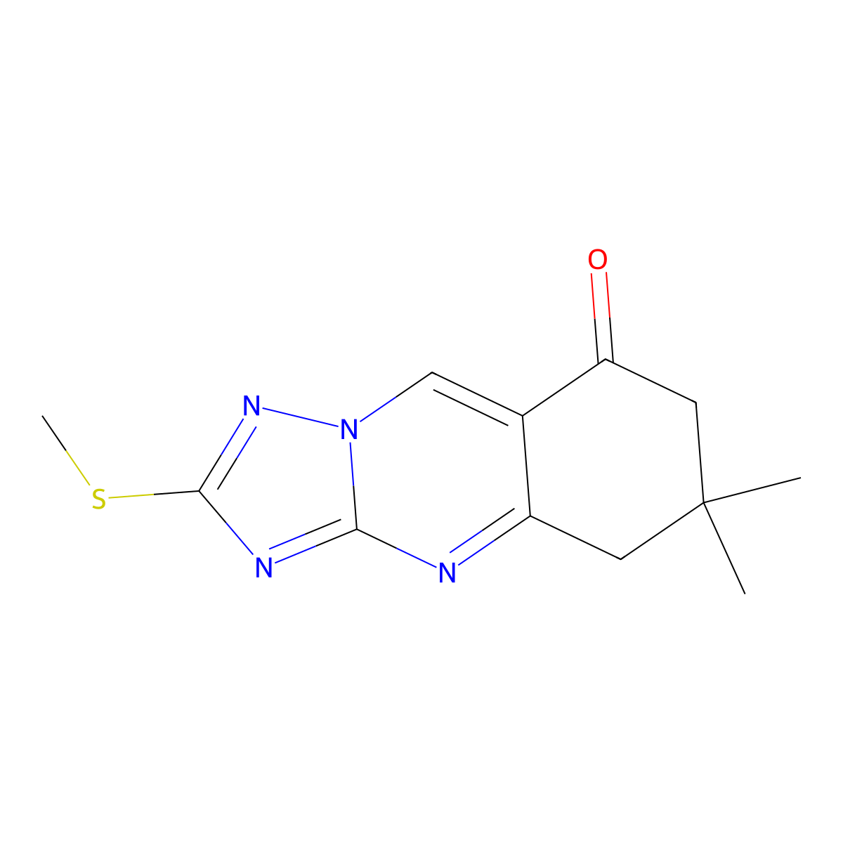 6,6-dimethyl-2-(methylsulfanyl)-6,7-dihydro[1,2,4]triazolo[5,1-b]quinazolin-8(5H)-one molecular structure, CAS 777867-18-2