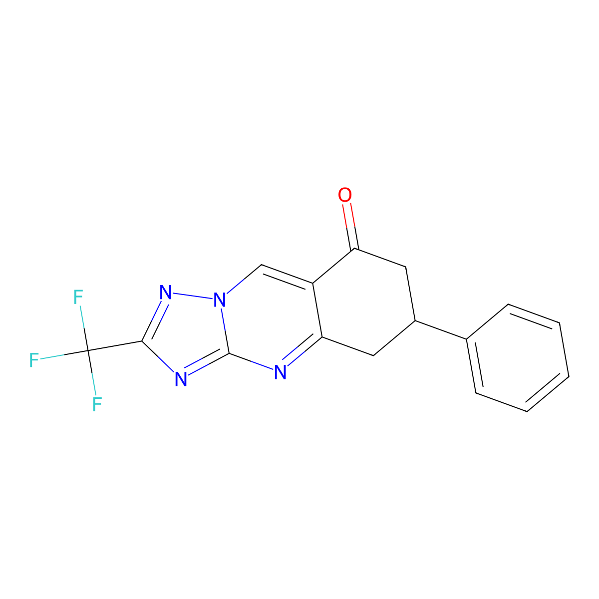 6-phenyl-2-(trifluoromethyl)-6,7-dihydro[1,2,4]triazolo[5,1-b]quinazolin-8(5H)-one molecular structure, CAS 777867-28-4