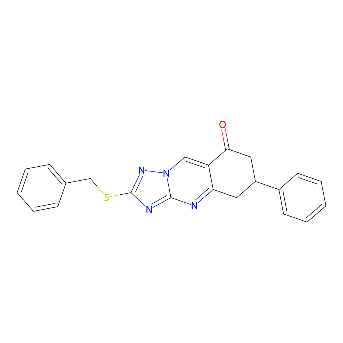 2-(benzylsulfanyl)-6-phenyl-6,7-dihydro[1,2,4]triazolo[5,1-b]quinazolin-8(5H)-one molecular structure, CAS 777867-30-8