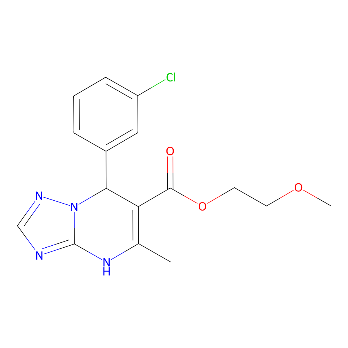 2-Methoxyethyl 7-(3-chlorophenyl)-5-methyl-4,7-dihydro[1,2,4]triazolo[1,5-a]pyrimidine-6-carboxylate molecular structure, CAS 777867-53-5