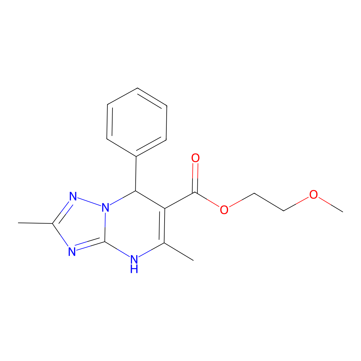 2-Methoxyethyl 2,5-dimethyl-7-phenyl-4,7-dihydro[1,2,4]triazolo[1,5-a]pyrimidine-6-carboxylate molecular structure, CAS 777867-54-6