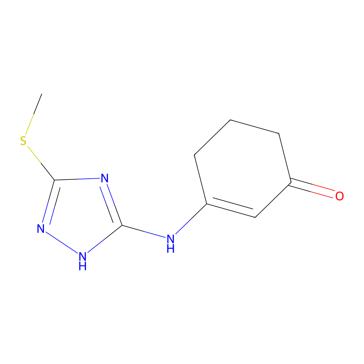 3-[(3-methylthio-1H-1,2,4-triazol-5-yl)amino]cyclohex-2-en-1-one molecular structure, CAS 777867-64-8