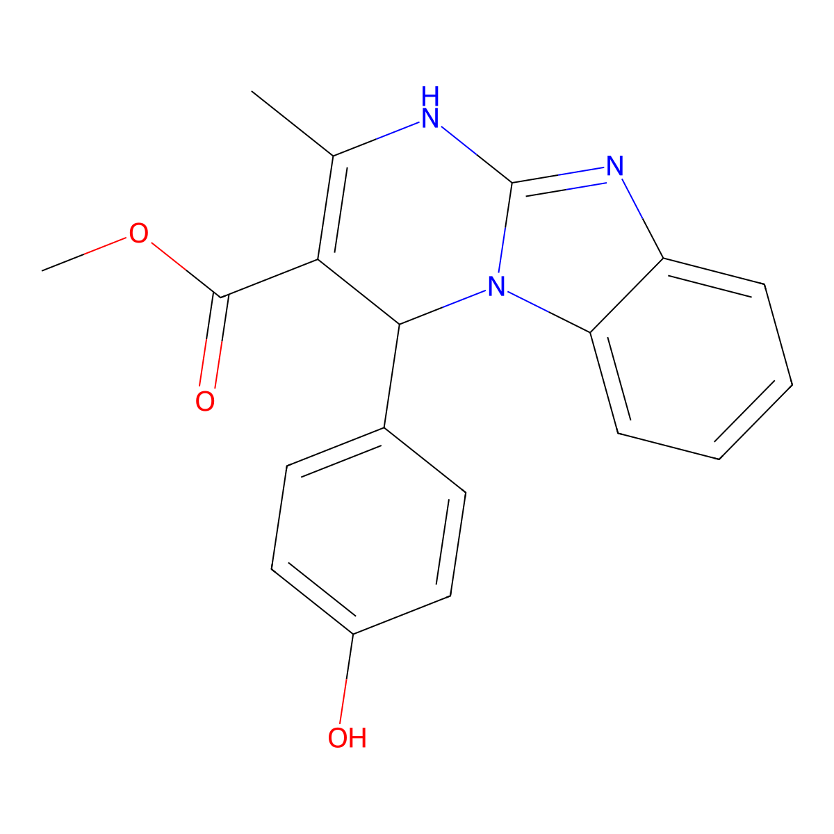 Methyl 4-(4-hydroxyphenyl)-2-methyl-1,4-dihydropyrimido[1,2-a]benzimidazole-3-carboxylate molecular structure, CAS 777867-82-0