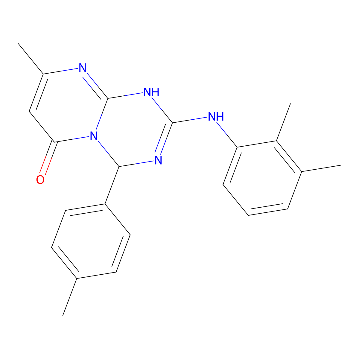 2-[(2,3-dimethylphenyl)amino]-8-methyl-4-(4-methylphenyl)-1,4-dihydro-6H-pyrimido[1,2-a][1,3,5]triazin-6-one molecular structure, CAS 777867-91-1