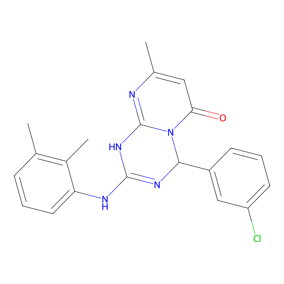 4-(3-chlorophenyl)-2-[(2,3-dimethylphenyl)amino]-8-methyl-1,4-dihydro-6H-pyrimido[1,2-a][1,3,5]triazin-6-one molecular structure, CAS 777867-96-6