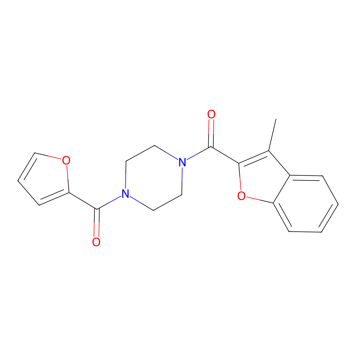 2-Furyl 4-[(3-methylbenzo[d]furan-2-yl)carbonyl]piperazinyl ketone molecular structure, CAS 777868-57-2