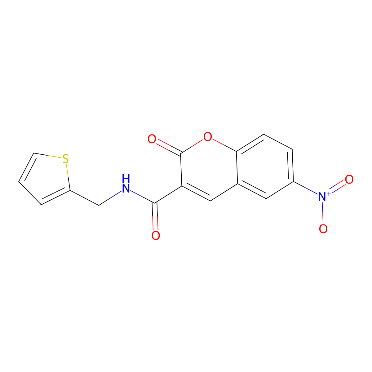 6-nitro-2-oxo-N-(thiophen-2-ylmethyl)chromene-3-carboxamide molecular structure, CAS 777868-67-4