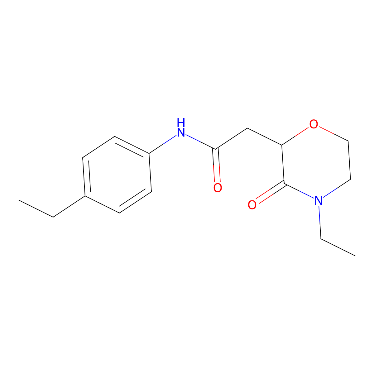 2-(4-ethyl-3-oxomorpholin-2-yl)-N-(4-ethylphenyl)acetamide molecular structure, CAS 777868-68-5
