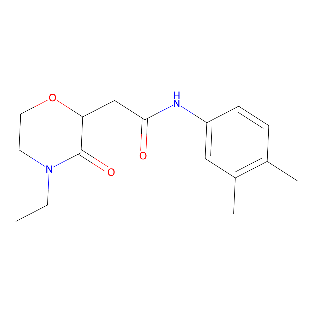 N-(3,4-dimethylphenyl)-2-(4-ethyl-3-oxomorpholin-2-yl)acetamide molecular structure, CAS 777868-70-9