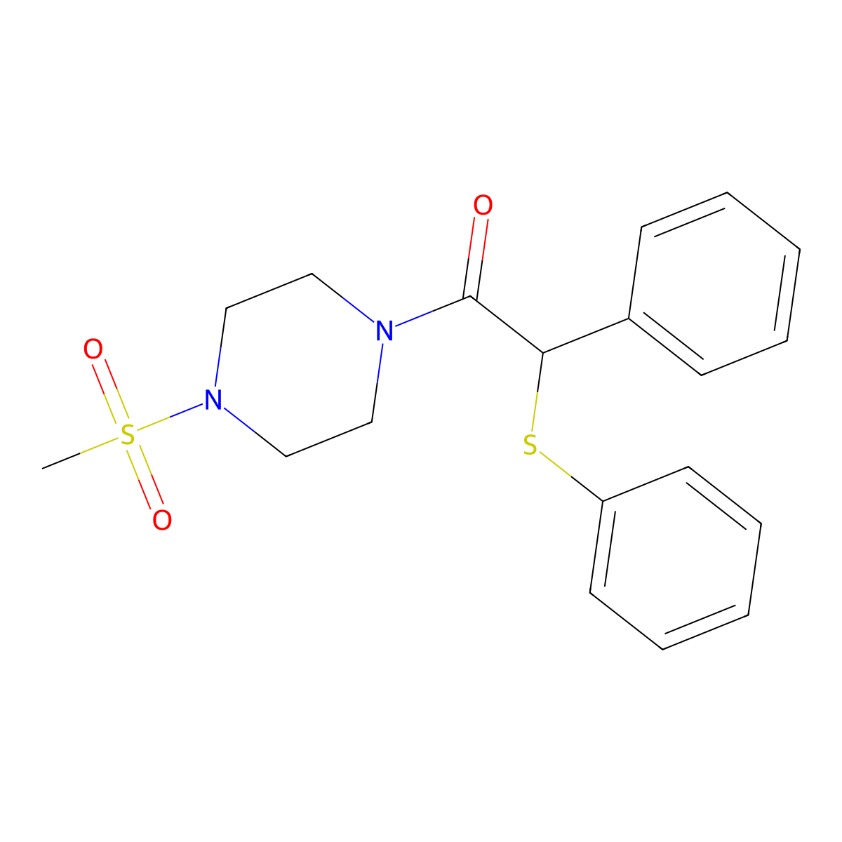 1-(Methylsulfonyl)-4-[phenyl(phenylthio)acetyl]piperazine molecular structure, CAS 777868-83-4