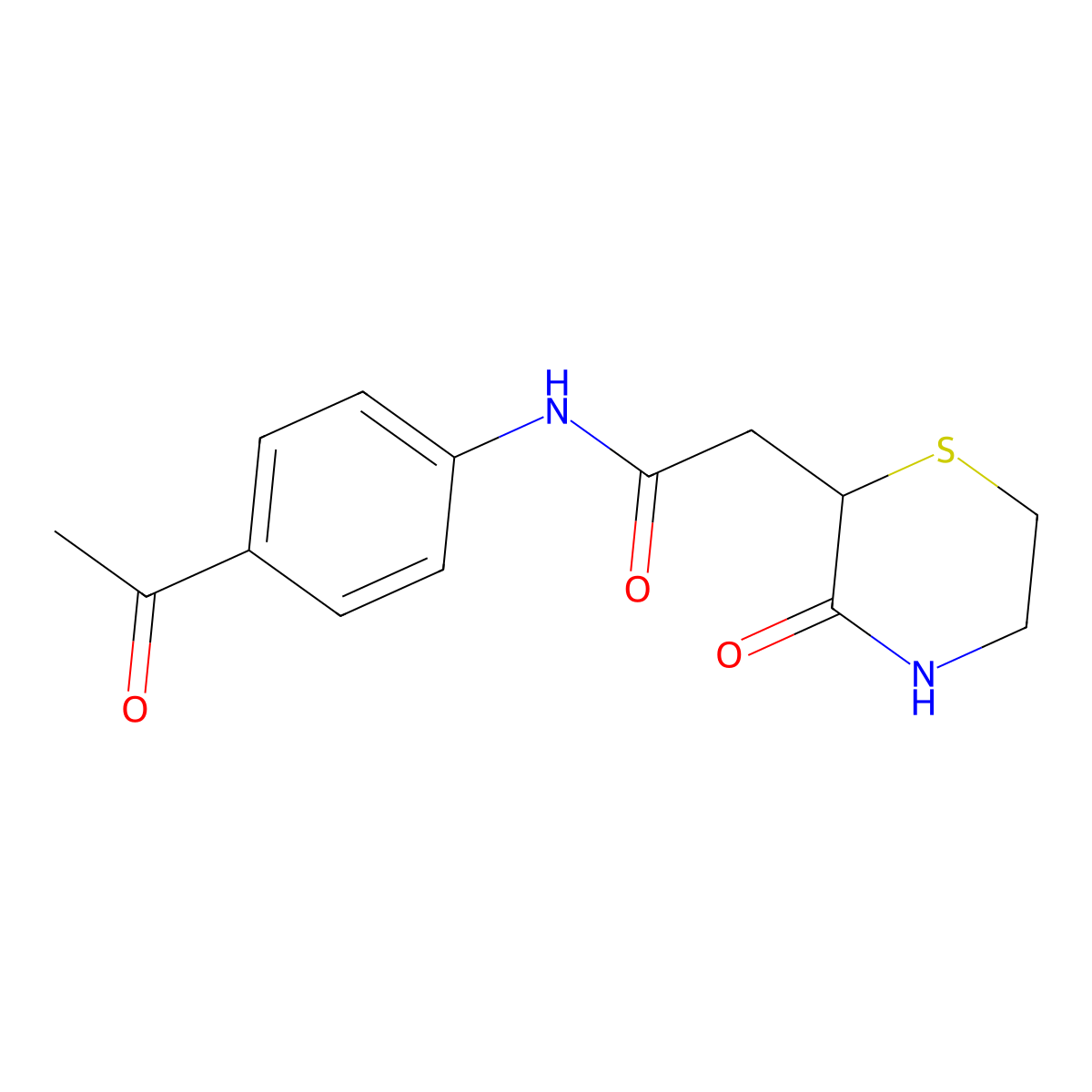N-(4-acetylphenyl)-2-(3-oxothiomorpholin-2-yl)acetamide molecular structure, CAS 777869-00-8