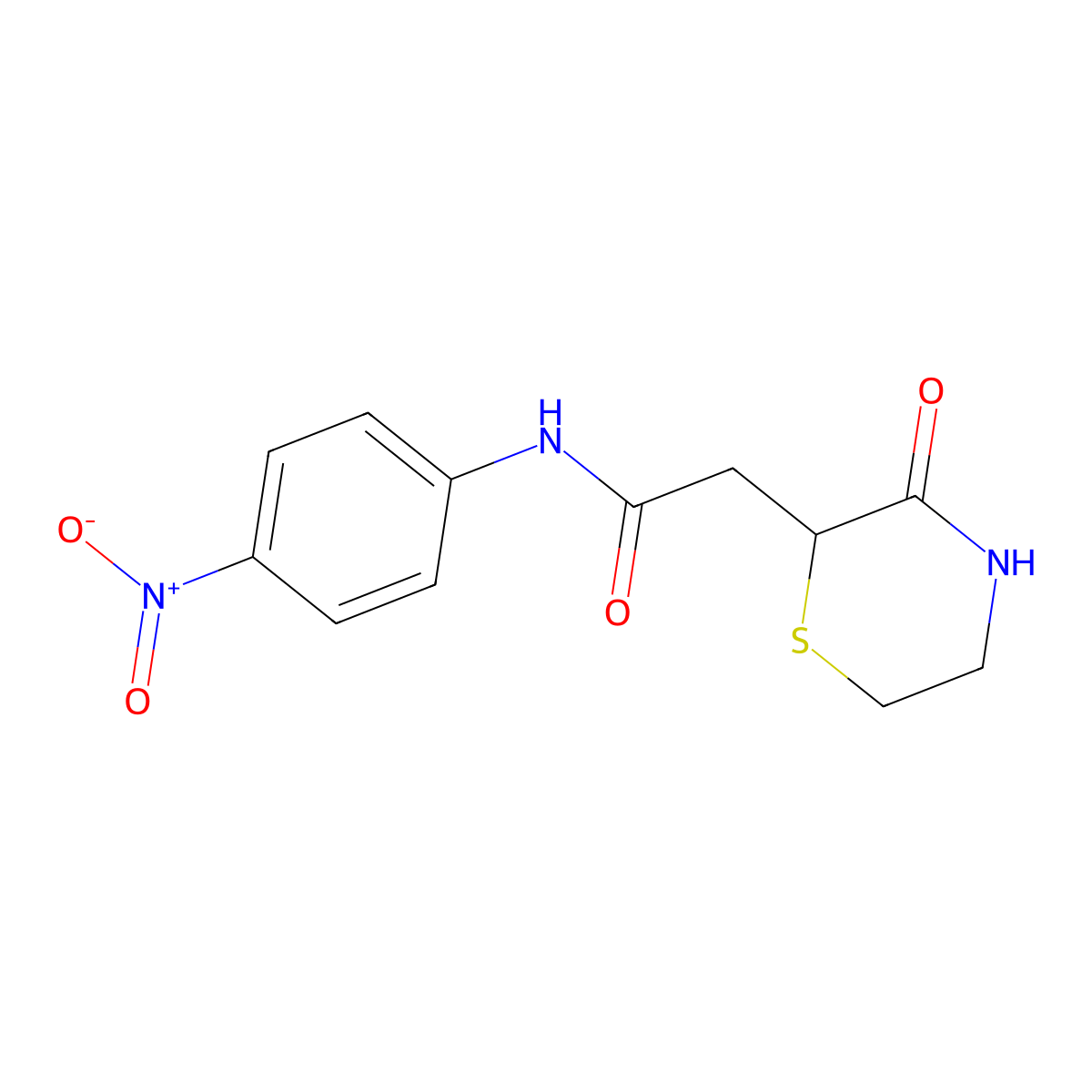 N-(4-nitrophenyl)-2-(3-oxothiomorpholin-2-yl)acetamide molecular structure, CAS 777869-06-4