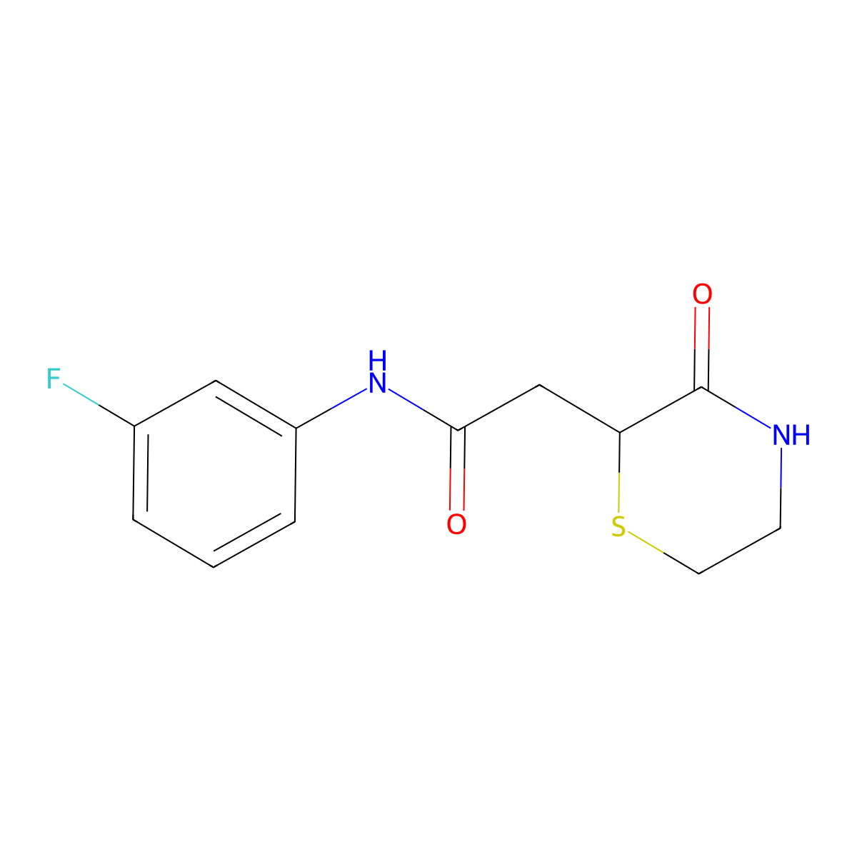 N-(3-fluorophenyl)-2-(3-oxothiomorpholin-2-yl)acetamide molecular structure, CAS 777869-09-7