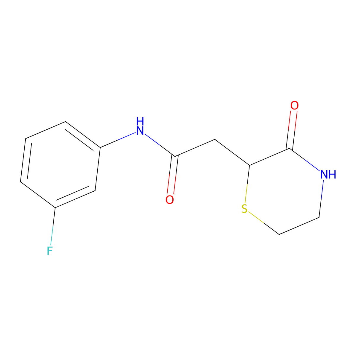 N-(3-fluorophenyl)-2-(3-oxothiomorpholin-2-yl)acetamide molecular structure, CAS 777869-09-7