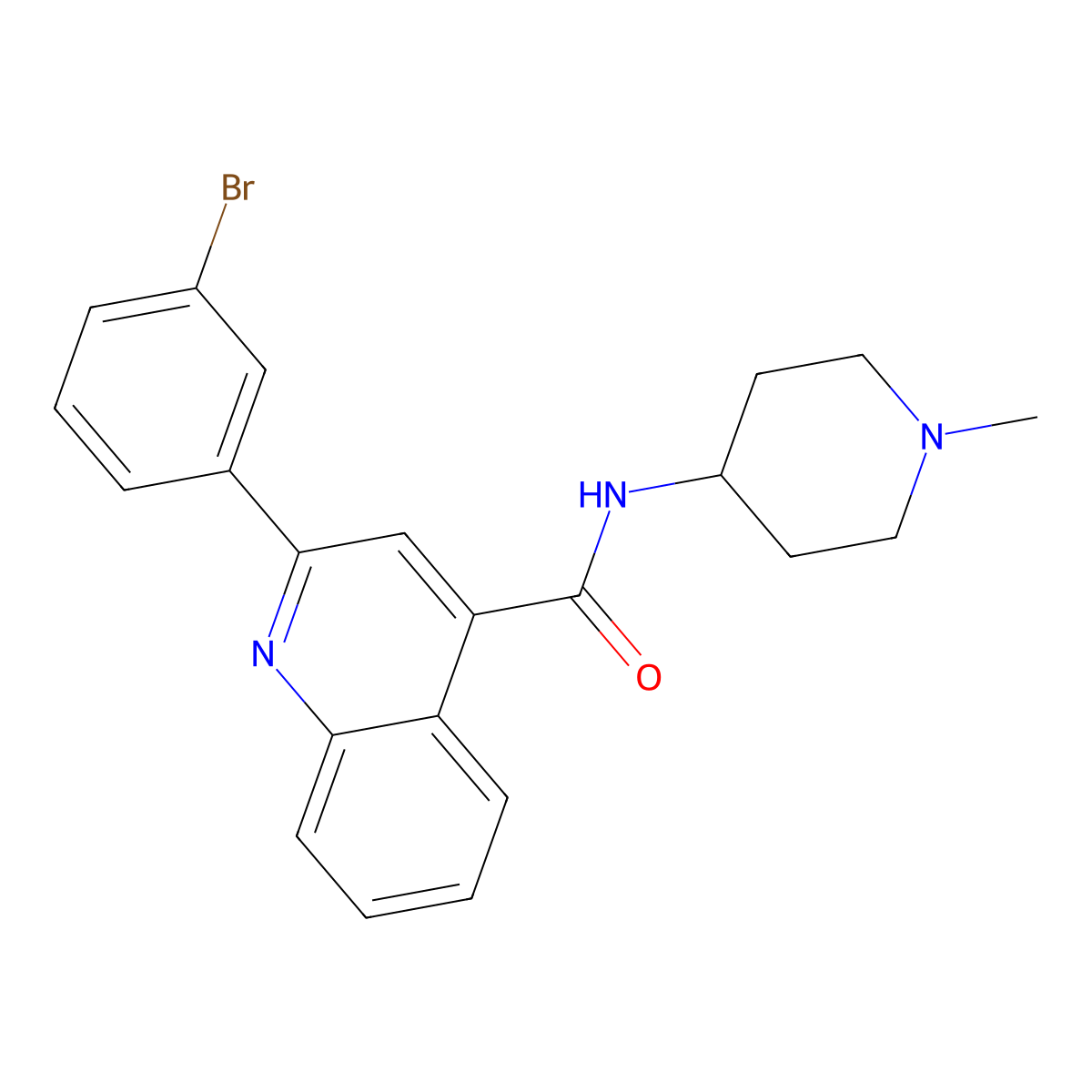 2-(3-bromophenyl)-N-(1-methylpiperidin-4-yl)quinoline-4-carboxamide molecular structure, CAS 777869-10-0