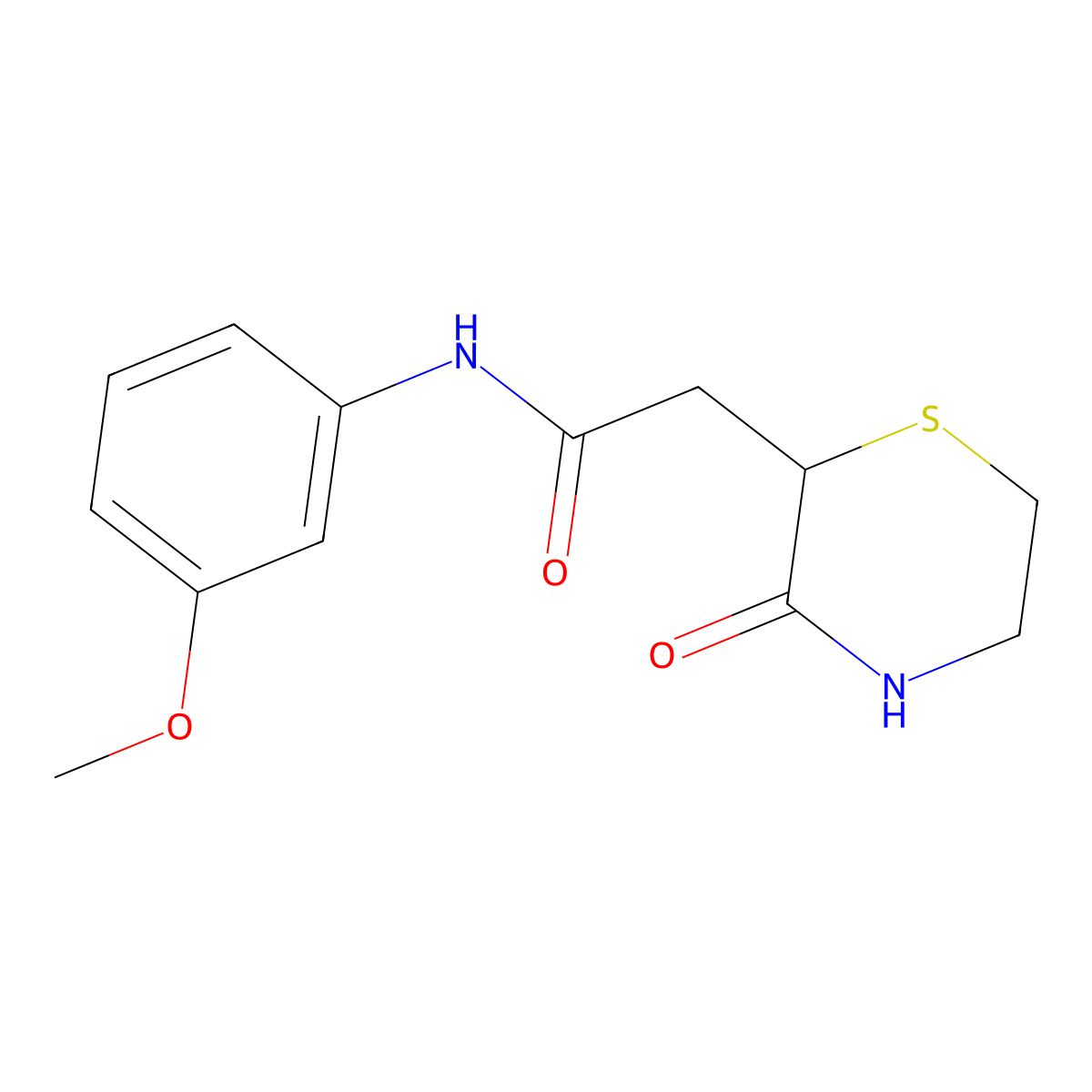 N-(3-methoxyphenyl)-2-(3-oxothiomorpholin-2-yl)acetamide molecular structure, CAS 777869-12-2