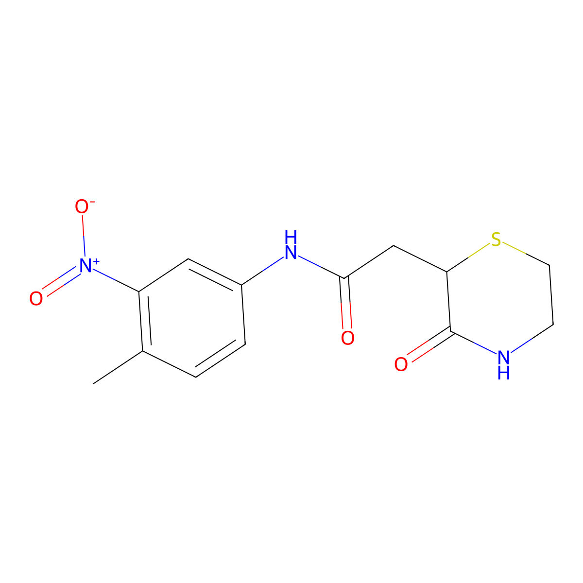 N-(4-methyl-3-nitrophenyl)-2-(3-oxothiomorpholin-2-yl)acetamide molecular structure, CAS 777869-27-9