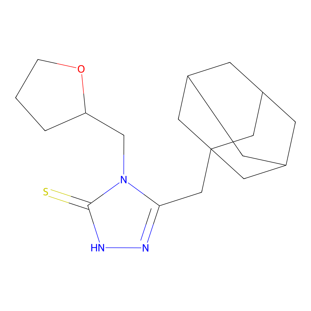 5-(Adamantanylmethyl)-4-(oxolan-2-ylmethyl)-1,2,4-triazole-3-thiol molecular structure, CAS 777869-28-0