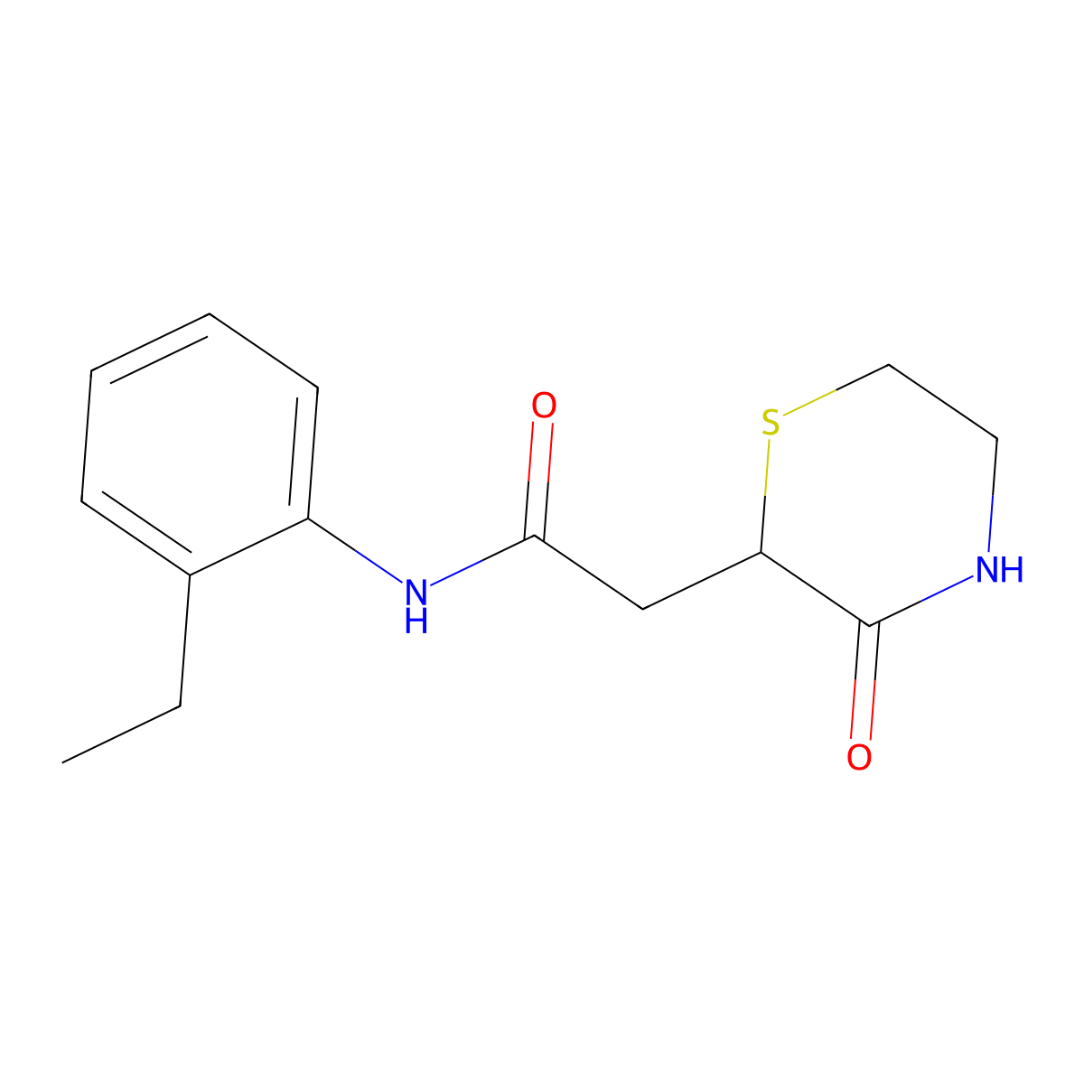 N-(2-ethylphenyl)-2-(3-oxothiomorpholin-2-yl)acetamide molecular structure, CAS 777869-29-1