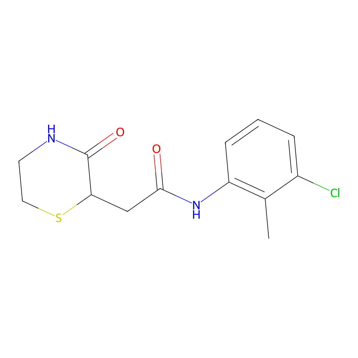 N-(3-chloro-2-methylphenyl)-2-(3-oxothiomorpholin-2-yl)acetamide molecular structure, CAS 777869-33-7