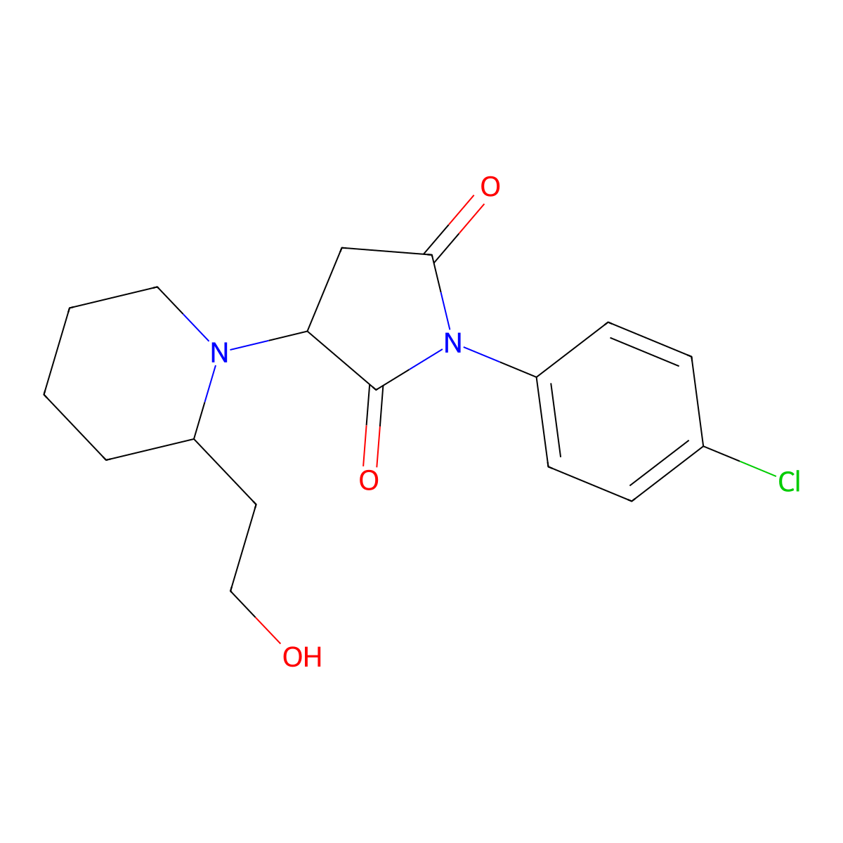 1-(4-Chlorophenyl)-3-[2-(2-hydroxyethyl)piperidin-1-yl]pyrrolidine-2,5-dione molecular structure, CAS 777869-35-9