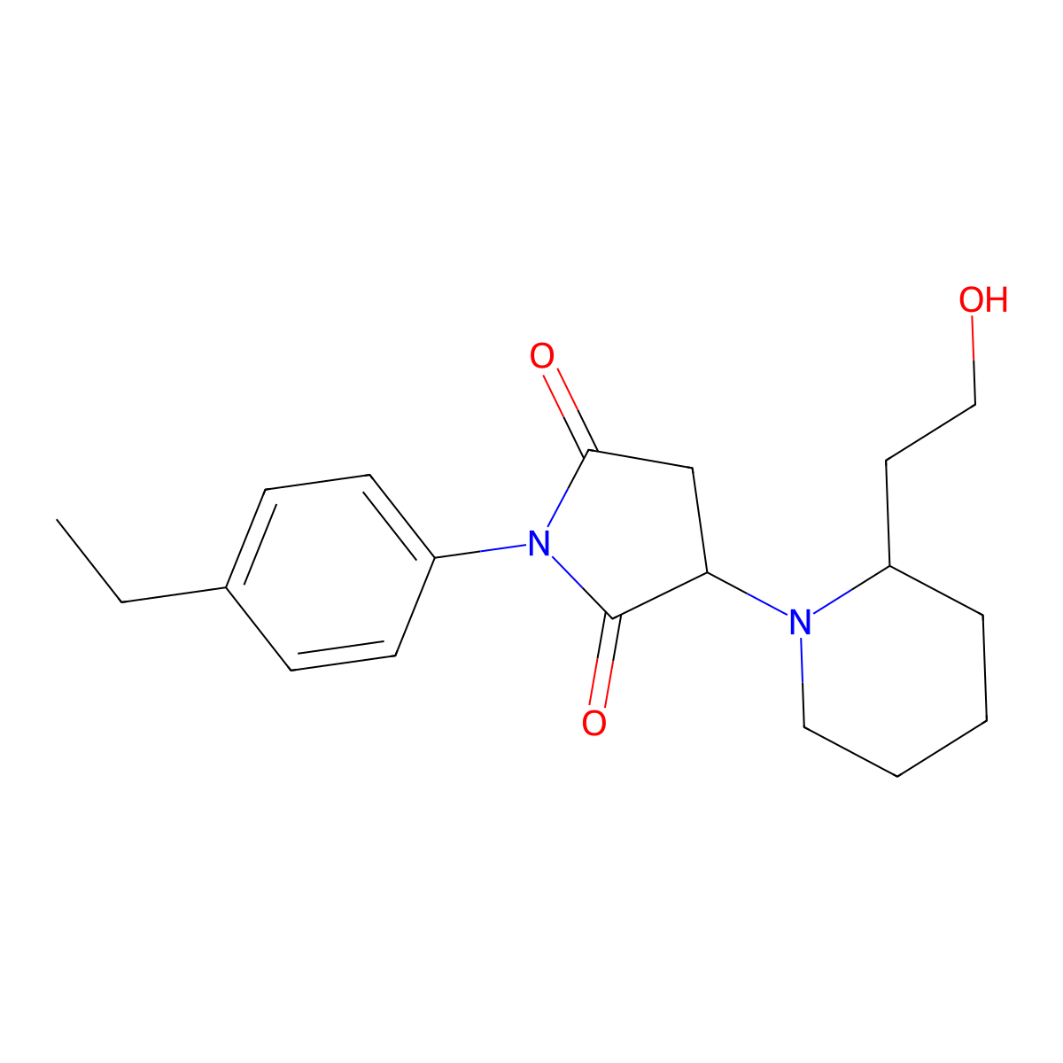 1-(4-Ethylphenyl)-3-[2-(2-hydroxyethyl)piperidin-1-yl]pyrrolidine-2,5-dione molecular structure, CAS 777869-39-3