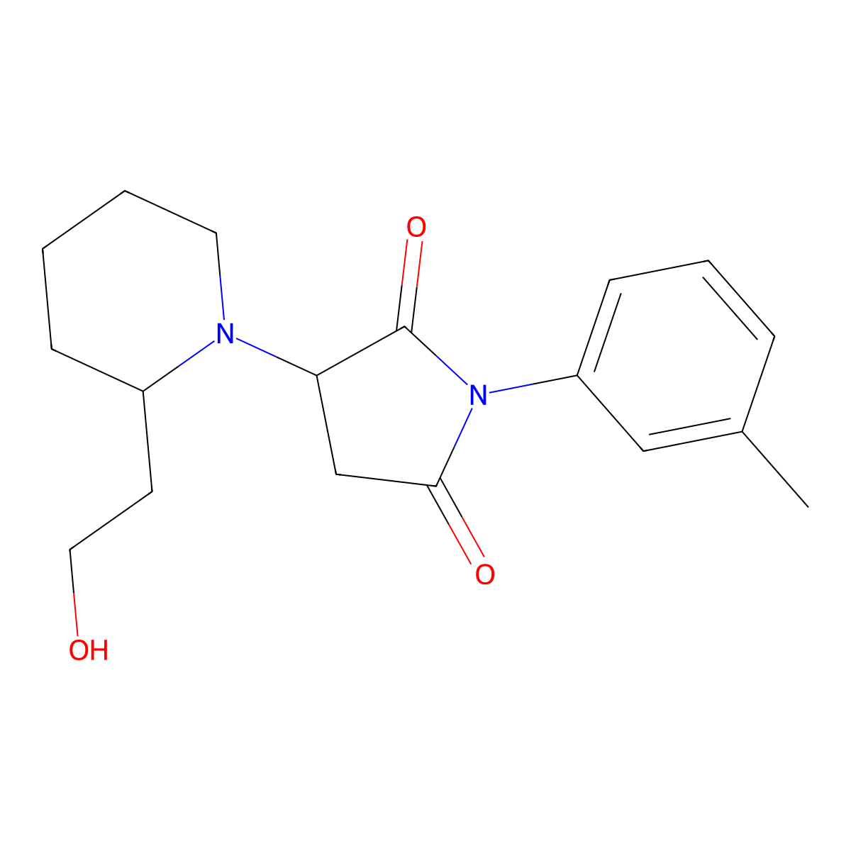 3-[2-(2-Hydroxyethyl)piperidin-1-yl]-1-(3-methylphenyl)pyrrolidine-2,5-dione molecular structure, CAS 777869-41-7