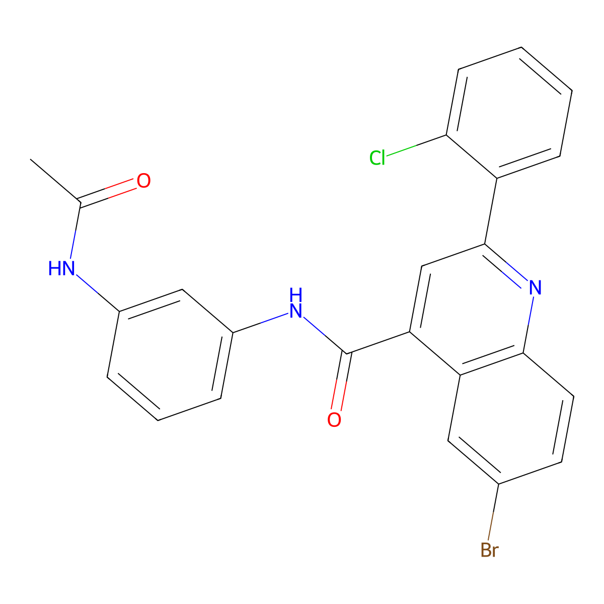 N-(3-acetamidophenyl)-6-bromo-2-(2-chlorophenyl)quinoline-4-carboxamide molecular structure, CAS 777869-54-2