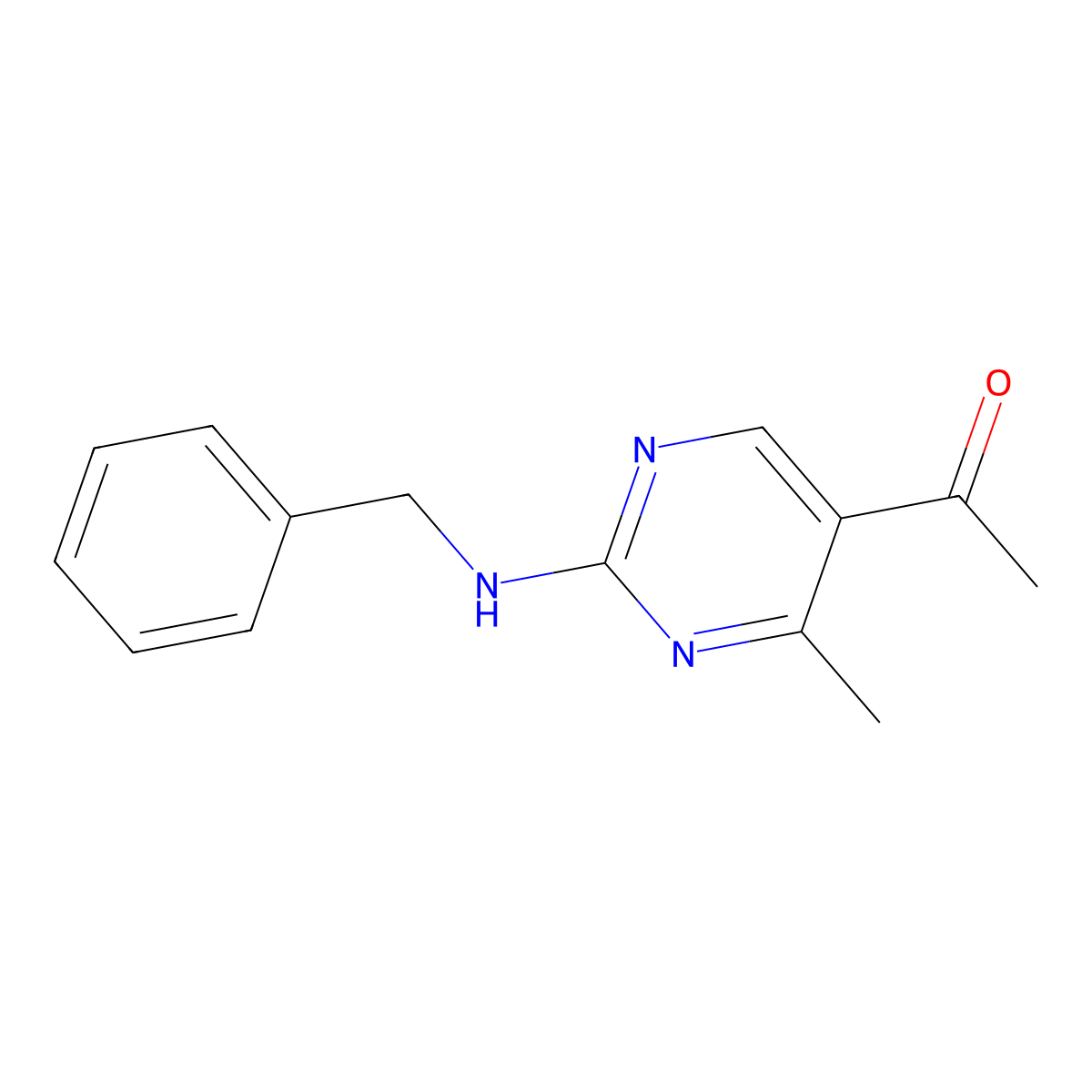 1-[2-(Benzylamino)-4-methylpyrimidin-5-yl]ethanone molecular structure, CAS 777869-59-7
