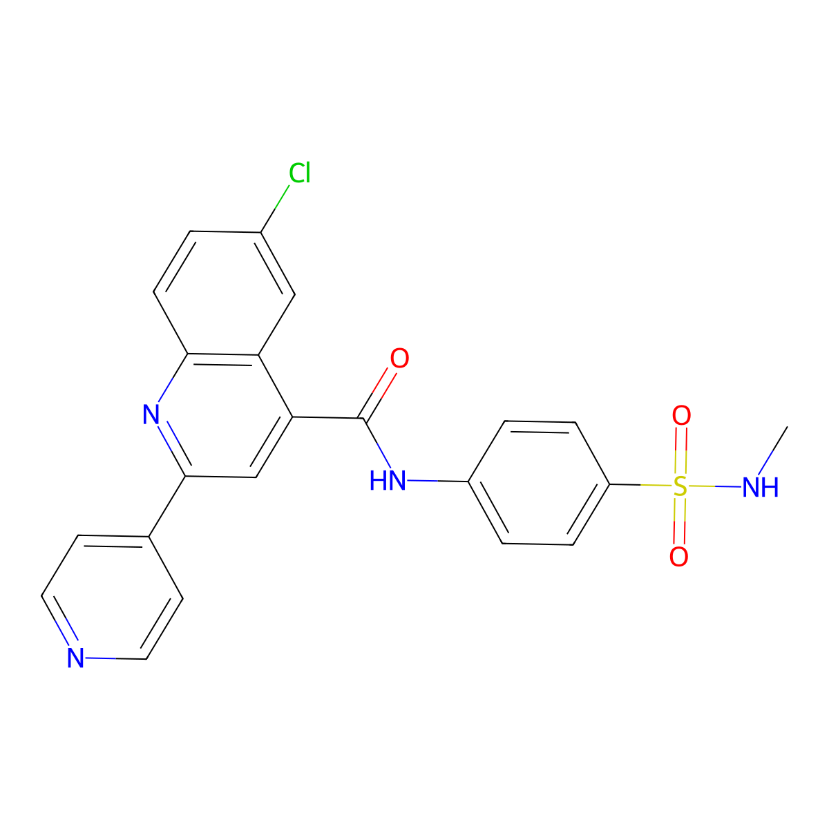 6-chloro-N-[4-(methylsulfamoyl)phenyl]-2-pyridin-4-ylquinoline-4-carboxamide molecular structure, CAS 777869-70-2