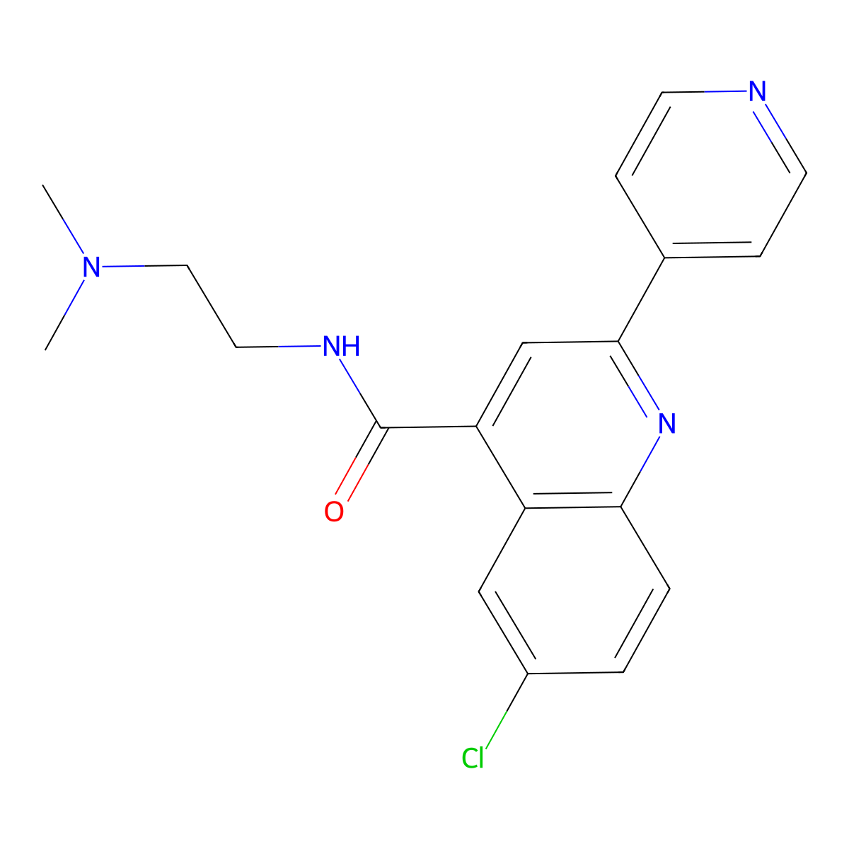 6-chloro-N-[2-(dimethylamino)ethyl]-2-(pyridin-4-yl)quinoline-4-carboxamide molecular structure, CAS 777869-96-2
