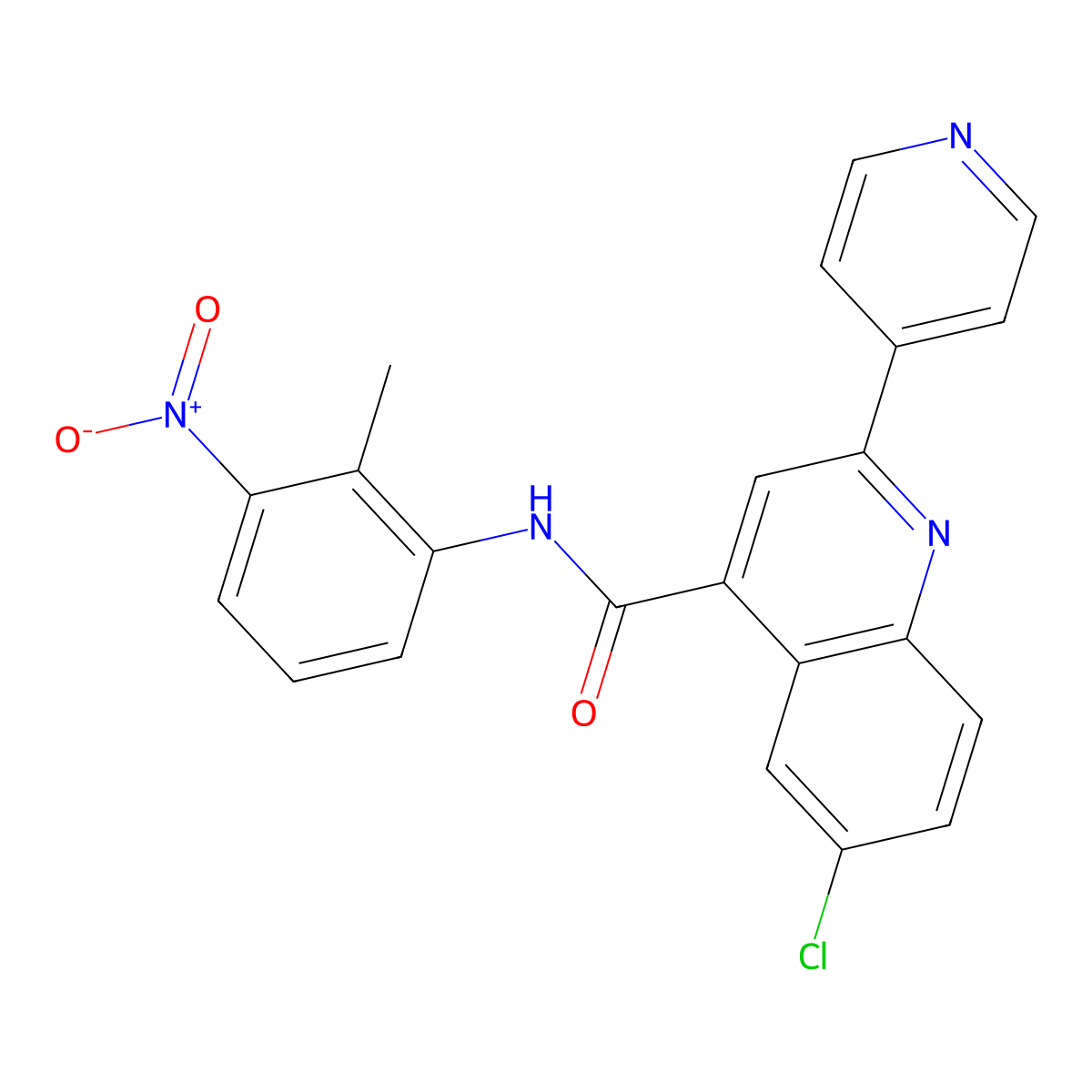 6-chloro-N-(2-methyl-3-nitrophenyl)-2-pyridin-4-ylquinoline-4-carboxamide molecular structure, CAS 777870-12-9