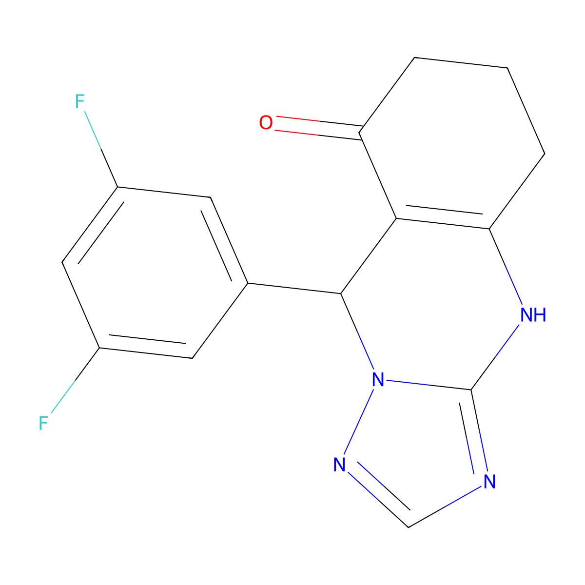9-(3,5-difluorophenyl)-5,6,7,9-tetrahydro[1,2,4]triazolo[5,1-b]quinazolin-8(4H)-one molecular structure, CAS 777870-13-0