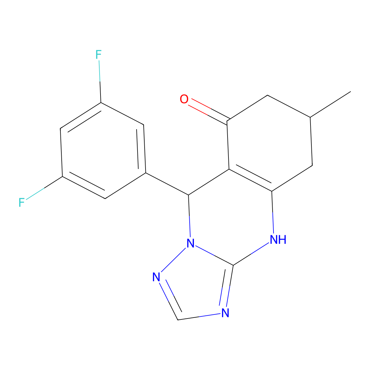 9-(3,5-difluorophenyl)-6-methyl-5,6,7,9-tetrahydro[1,2,4]triazolo[5,1-b]quinazolin-8(4H)-one molecular structure, CAS 777870-17-4