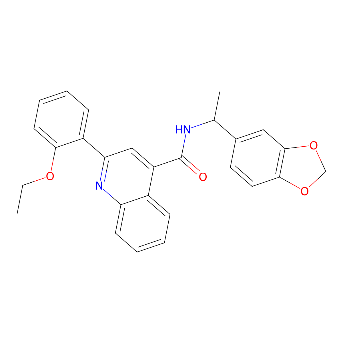 N-[1-(1,3-benzodioxol-5-yl)ethyl]-2-(2-ethoxyphenyl)quinoline-4-carboxamide molecular structure, CAS 777870-18-5