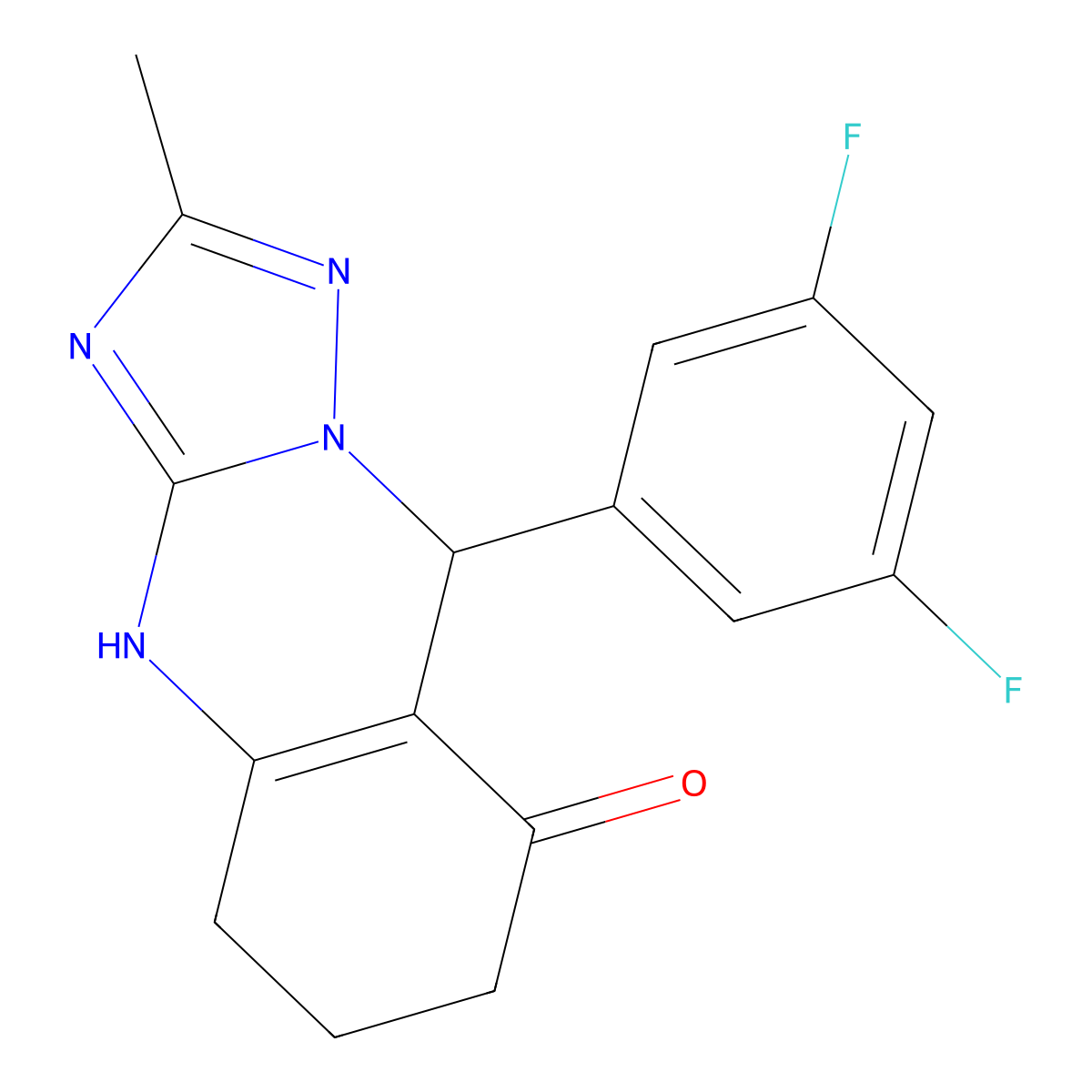 9-(3,5-difluorophenyl)-2-methyl-5,6,7,9-tetrahydro[1,2,4]triazolo[5,1-b]quinazolin-8(4H)-one molecular structure, CAS 777870-43-6