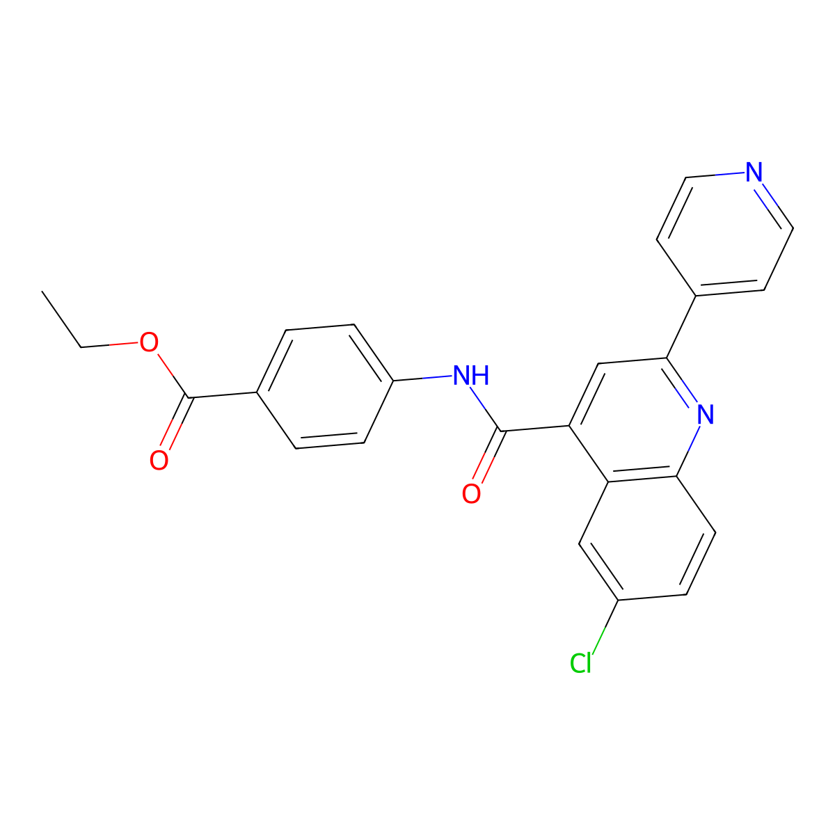 Ethyl 4-[(6-chloro-2-(4-pyridyl)-4-quinolyl)carbonylamino]benzoate molecular structure, CAS 777870-46-9