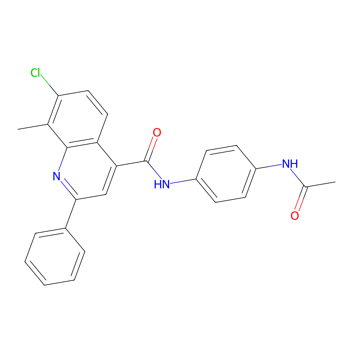 N-(4-acetamidophenyl)-7-chloro-8-methyl-2-phenylquinoline-4-carboxamide molecular structure, CAS 777870-48-1
