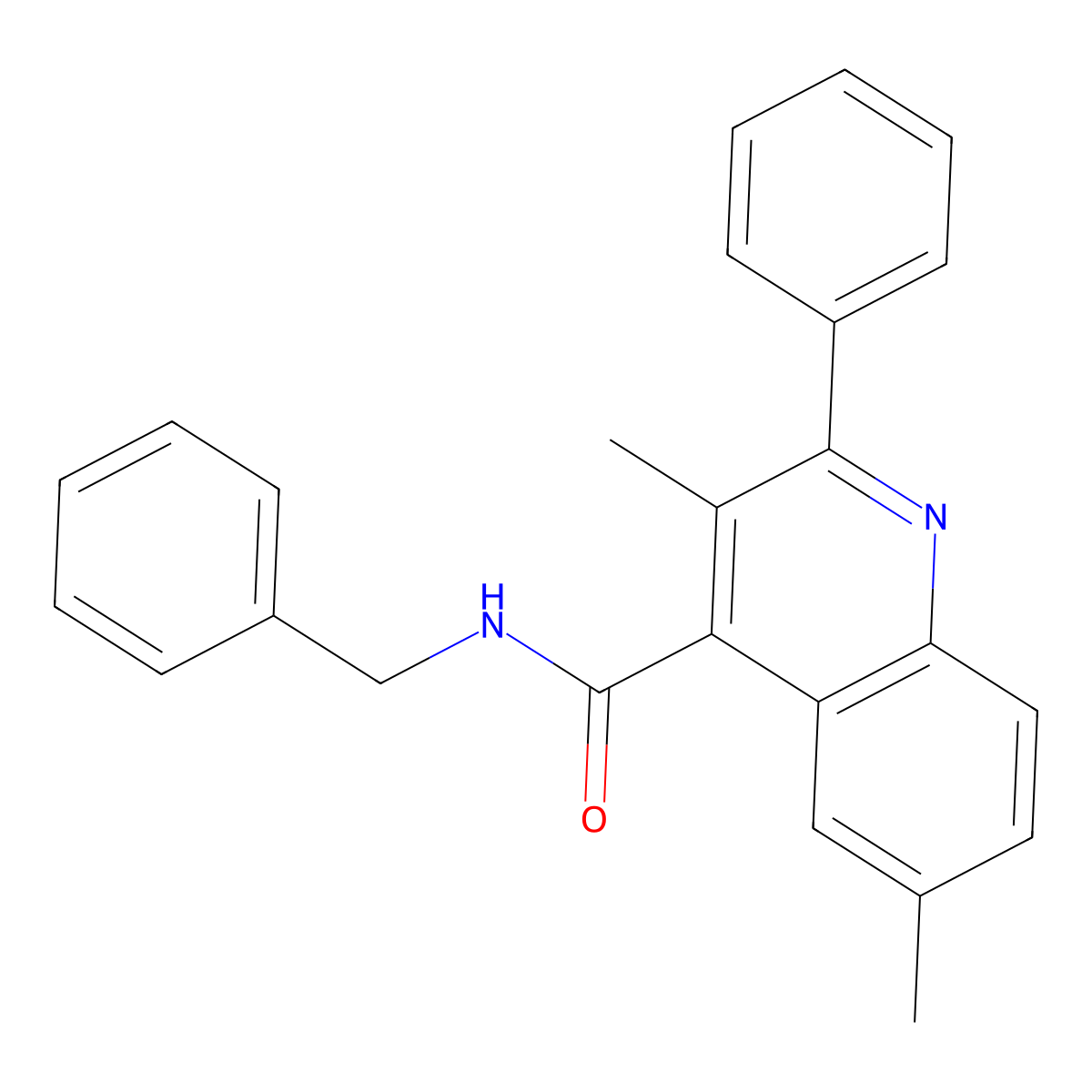 N-benzyl-3,6-dimethyl-2-phenylquinoline-4-carboxamide molecular structure, CAS 777870-62-9