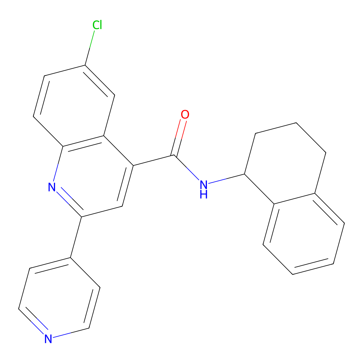 6-chloro-2-pyridin-4-yl-N-(1,2,3,4-tetrahydronaphthalen-1-yl)quinoline-4-carboxamide molecular structure, CAS 777870-81-2