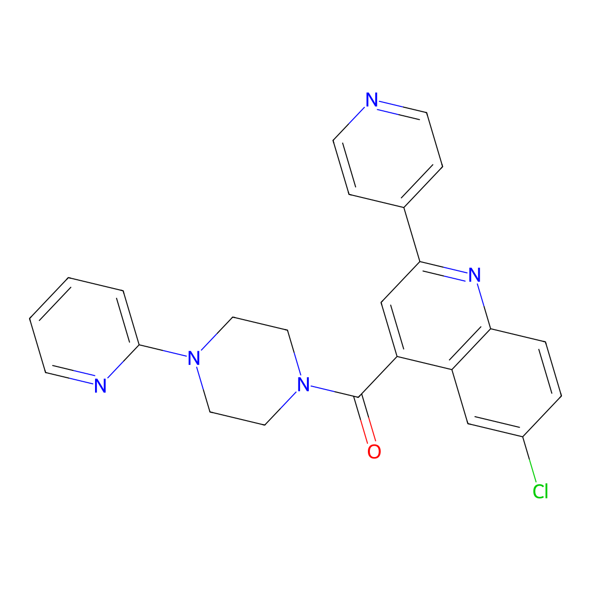 (6-Chloro-2-pyridin-4-ylquinolin-4-yl)-(4-pyridin-2-ylpiperazin-1-yl)methanone molecular structure, CAS 777870-99-2