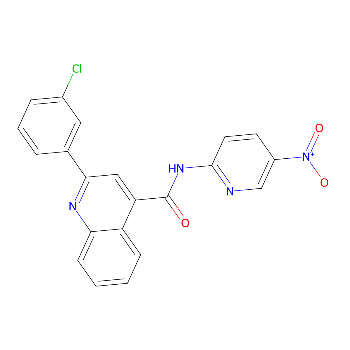 2-(3-chlorophenyl)-N-(5-nitropyridin-2-yl)quinoline-4-carboxamide molecular structure, CAS 777871-16-6
