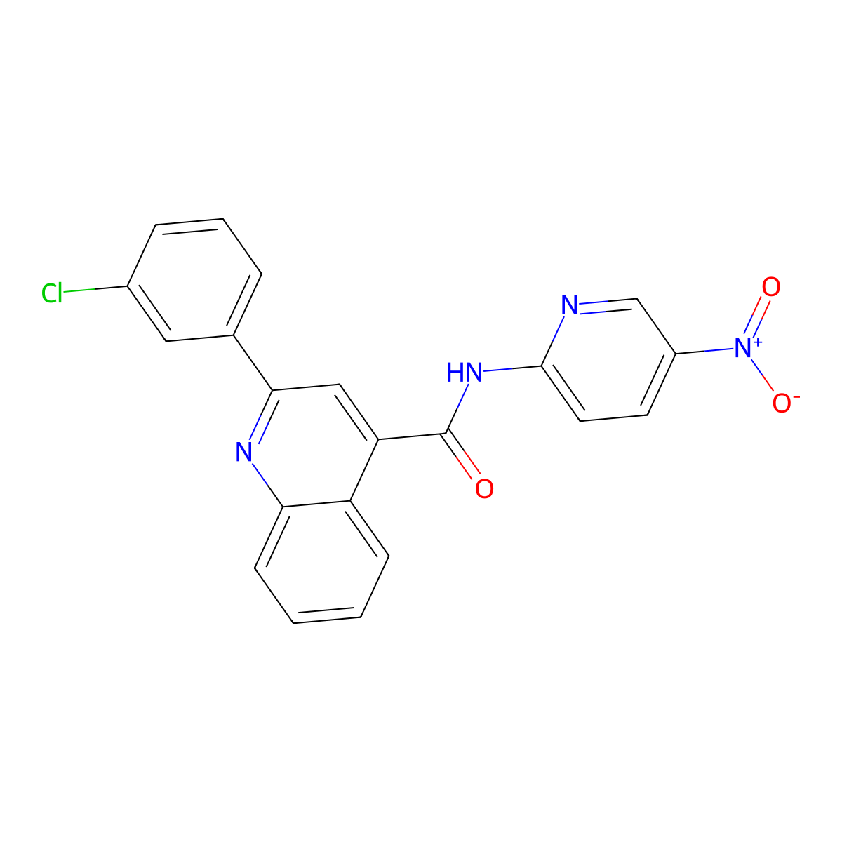 2-(3-chlorophenyl)-N-(5-nitropyridin-2-yl)quinoline-4-carboxamide molecular structure, CAS 777871-16-6
